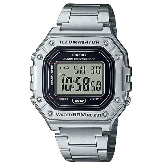 CASIO TIMELESS COLLECTION Mod. SPORT ILLUMINATOR WR 50M, ALARM, CHRONOGRAPH - SILVER - METAL SERIE