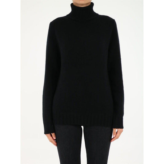 Allude Black Roll-Neck Cashmere Sweater ALLUDE